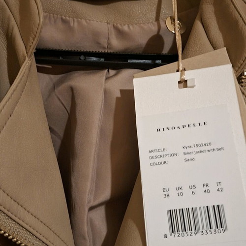 Rino&Pelle women's beige leather jacket size M new with tags