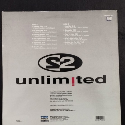 2 Unlimited Real Things vinyl record, electronic
