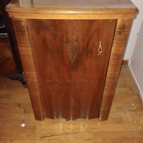 Ideal sewing machine used, foot-powered with motor, wooden cabinet