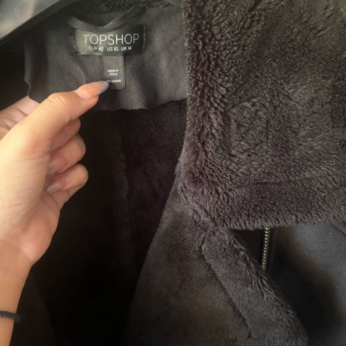 Biker jacket women's warm with fur, size 42, black