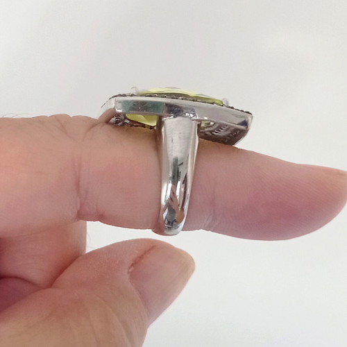 Statement silver 925 ring with citrine, new