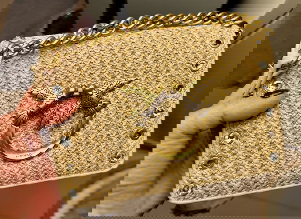 PINKO raffia δερμάτινη Τσάντα ώμου/χιαστί Love click classic