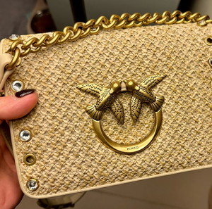PINKO raffia δερμάτινη Τσάντα ώμου/χιαστί Love click classic