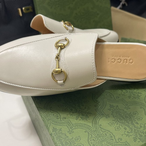 Gucci Princetown Horsebit Leather Mules Ivory EU 38 new