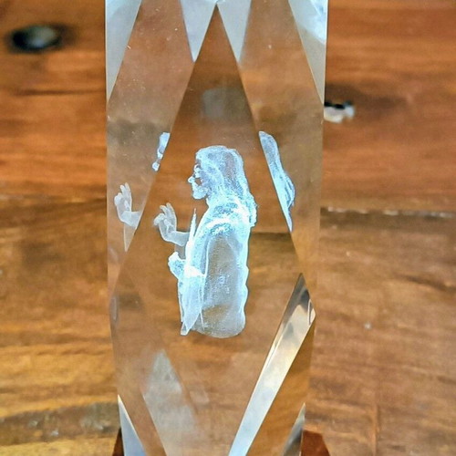 Crystal decorative piece with embedded Christ like new