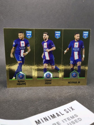 Συλλεκτικό χρυσό αυτοκόλλητο Panini Messi Neymar Mbappe σαν καινούργιο