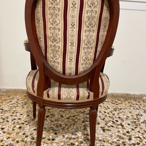 Classic neoclassical Louis-style armchair used, solid wood, vintage