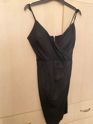 Mini dress with rhinestones used, black