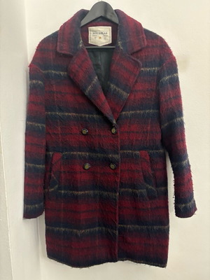 Winter coat used plaid burgundy-blue Pull & Bear
