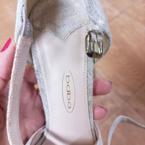 BDBA sandals like new, leather, silver, 12cm heel, size 39
