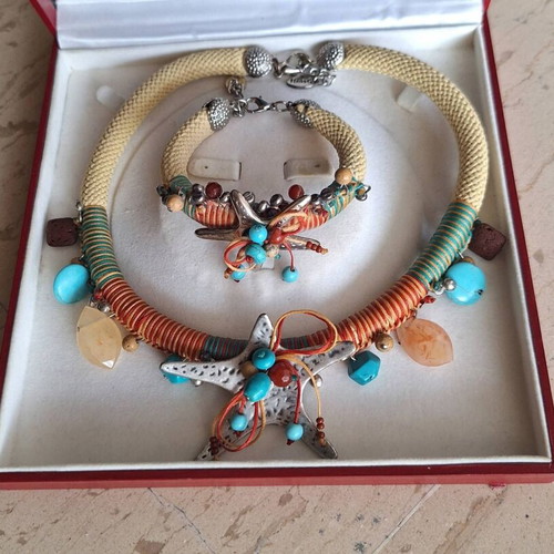 IliasG Greek Artwear necklace and bracelet set new, boho chic