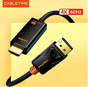 Cabletime Cable DisplayPort male - HDMI male 1080p 1m Μαύρο