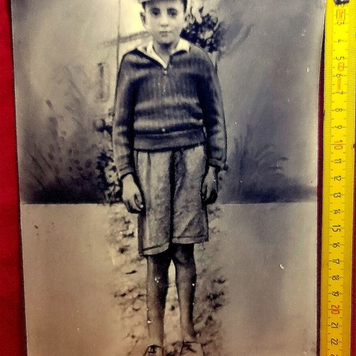 Vintage black and white child portrait photograph used, 24x17.5 cm