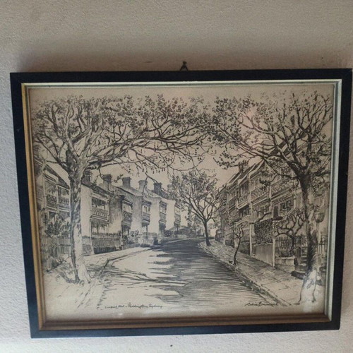 Pair of framed works by Cedric Emanuel used, Paddington Sydney