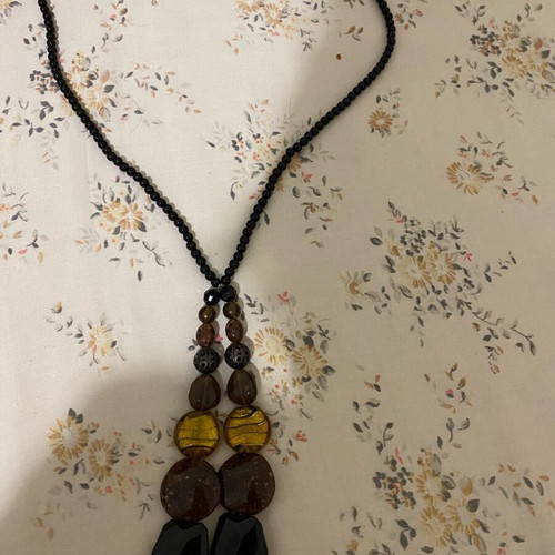 Brown necklace with multicolored beads like new