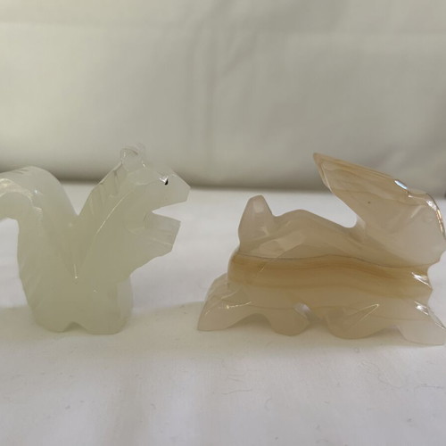 Onyx carved animal figurines, vintage British Fossils