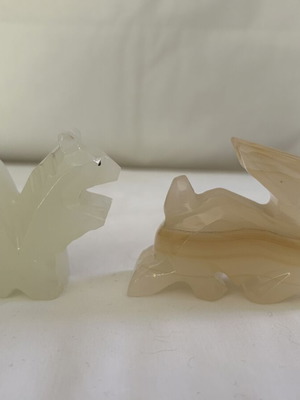Onyx carved animal figurines, vintage British Fossils