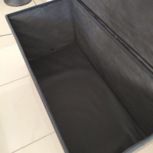 Black leatherette storage chest with stool, like new
