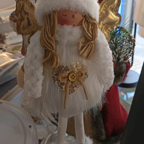 Fairy Angel table decoration with fur 58cm new
