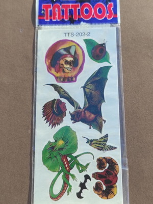Temporary tattoo stickers new with skull and bat designs