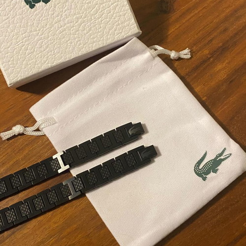 Lacoste black stainless steel bracelet, adjustable 20cm