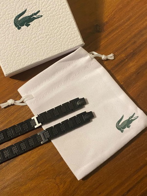 Lacoste black stainless steel bracelet, adjustable 20cm