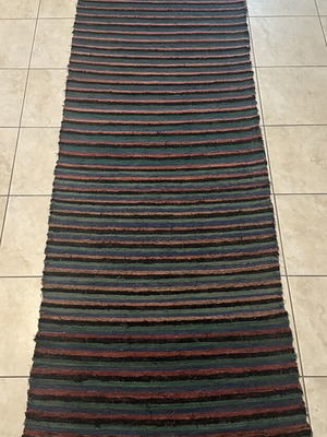Traditional handmade wool runner with fringes 75x250cm used