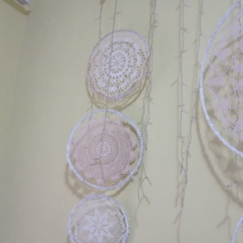 Dreamcatcher handmade with olive wood base and lights