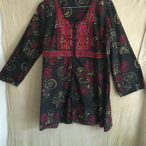 Floral tunic dress, made in India, size L, cotton