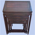 4 Chinese Set of Dark Brown Hardwood Nesting Tables - 4 Κινέζικο σετ από σκούρο καφέ τραπέζια από σκληρό ξύλο