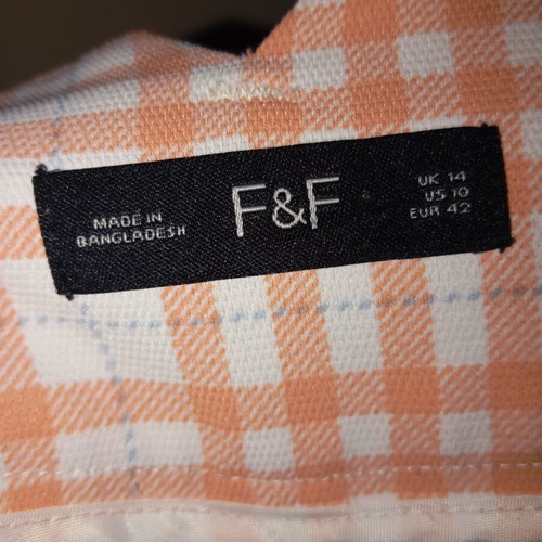 F&F Summer Culotte XL White-Orange Checked Like New
