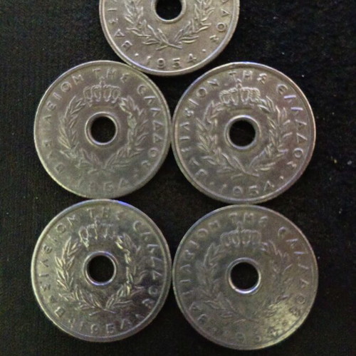 Set of 5 Rare 1954 10 Lepta Coins like new