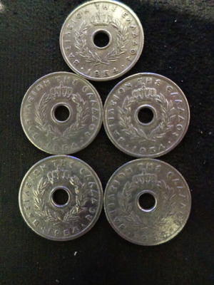 Set of 5 Rare 1954 10 Lepta Coins like new