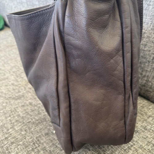 Leather vintage shoulder bag used, brown, large size