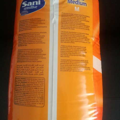 Sani Sensitive Incontinence Diapers No 2 Medium, New Pack of 15