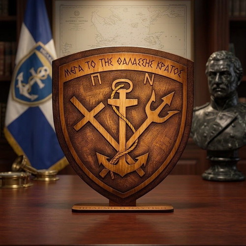 Wooden decorative shield of Hellenic Navy new