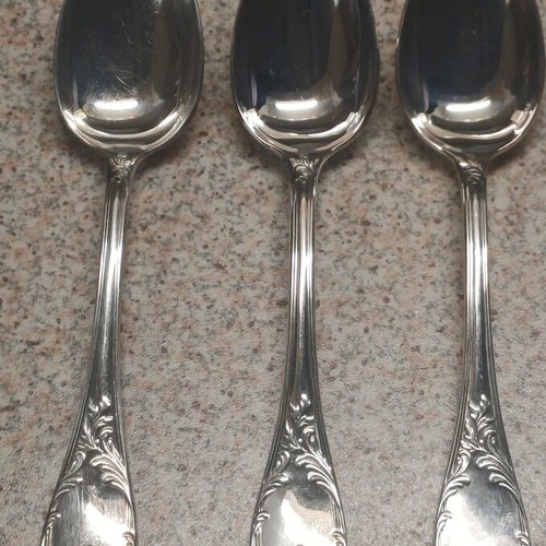 Christofle Marly Silverplated Dessert Spoons Like New, Set of 3