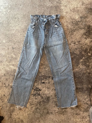 Τζιν παντελόνι straight με λάστιχο μεταχειρισμένο, νούμερο small, μπλε