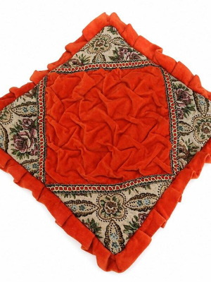 Vintage German Velvet Pillowcase 70s Orange 38×37 cm
