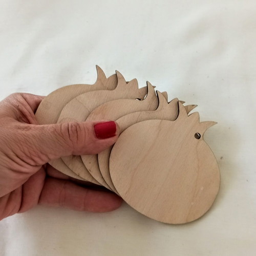 Wooden pomegranate shapes set of 5 for crafts, 8x8cm