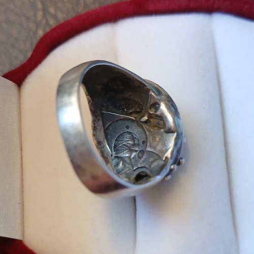 Silver 925 ring with gears and enamel, handmade, like new