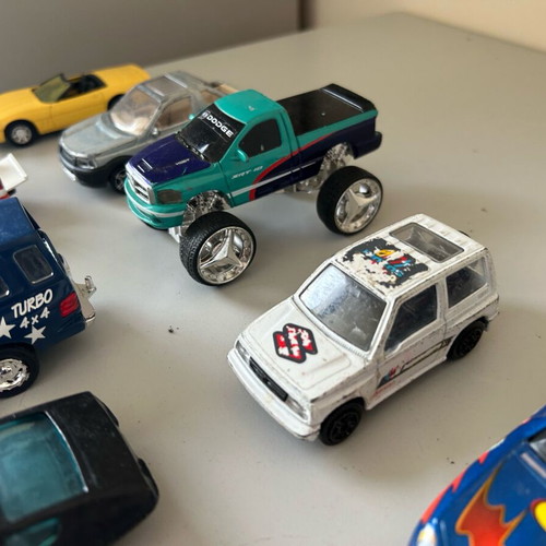 Toy cars 1/43 and 1/32 used, metallic racing and Suzuki models