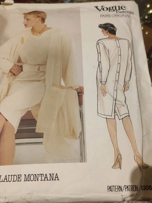 Claude Montana sewing pattern used for dress, scarf and jacket US 14 EU 40