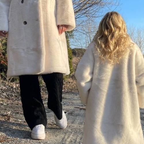 Midi eco-friendly reversible fur coat new with mouton lining