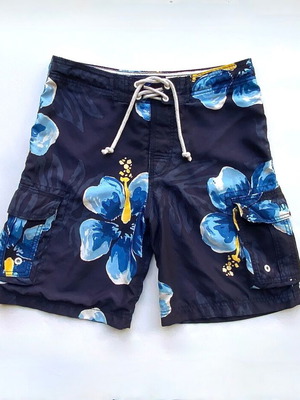 Παιδικό Μαγιό Βερμούδα Abercrombie & Fitch XL μπλε σκούρο με λουλούδια σαν καινούργιο