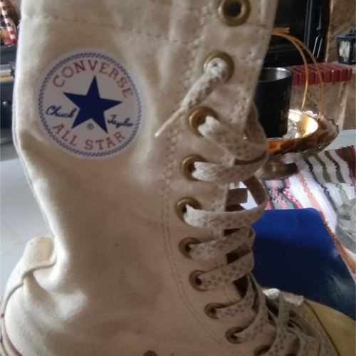 Converse All Star high-top boot used, size 37, ivory with flower design