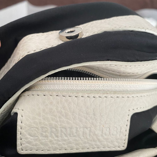 Cerruti 1881 shoulder bag used, polyester and leather, black and white