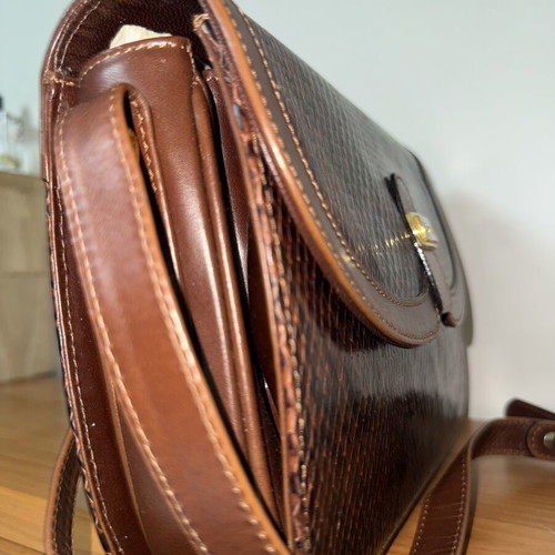 Goya leather shoulder bag brown snake effect like new