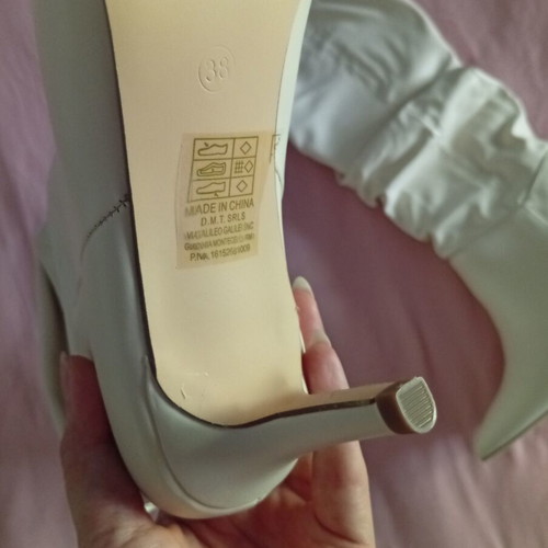Beige faux leather boots with scrunch heel height 8cm size 38 new