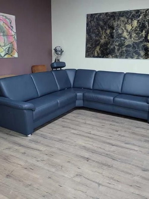Blue leather corner sofa Vercelli Belvita new